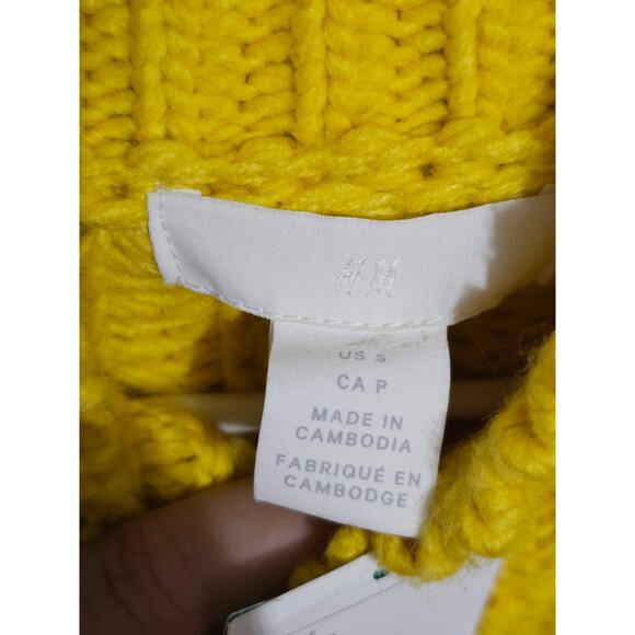 NEW H&M Sweater Womens Chunky Knit Yellow Size Small Drop Shoulder (824) - Picture 4 of 5